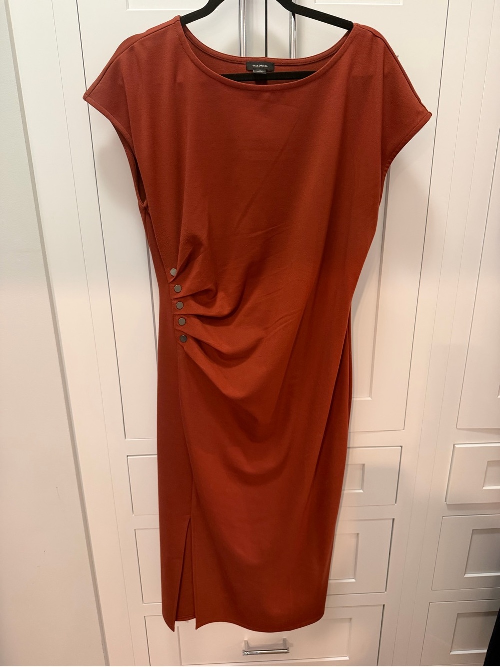 Halogen Nordstrom rust Dress with Side Button Detail -xl